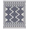 Outsunny Reversible Outdoor Rug, Waterproof Plastic Straw with Carry Bag, 8' x 10', Blue & White Rhombus Border