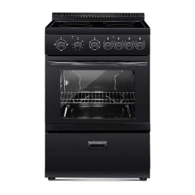 24 in Electric Range Oven 2.7 Cu. Ft. 4 Cooktop Burners Stainless Steel Body