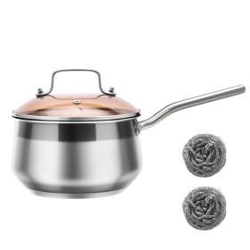 WANGYUANJI Non-Stick Stainless Steel Saucepan with Lid, 2.85QT Small Soup Pot for All Stoves, Oven Save, Dishwasher Safe