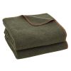 Wool Camping Blanket 64" x 88" Warm for Camping Hiking Travel Army Green