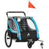 Aosom 3-in-1 Bike Trailer for Kids, Running Stroller with 2 Seats, Jogging Cart with 5-Point Harness, Storage Units, Blue
