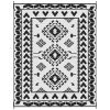 Outsunny Reversible Outdoor Rug, Waterproof Plastic Straw with Carry Bag, 8' x 10', Black & White Rhombus Patchwork