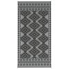 Outsunny Reversible Outdoor Rug, Waterproof Plastic Straw with Carry Bag, 9' x 18', Black & Gray Rhombus Border