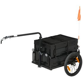 Aosom Trailer for Bike, Bicycle Cargo Trailer with Removable Storage Box and Folding Frame, Steel Bottom