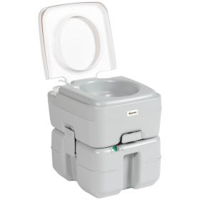 Outsunny Portable Sanitation: Anti-Leak Toilet with Level Indicator & Handle Pump for Camping