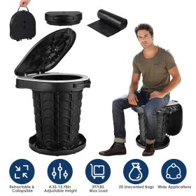 Retractable Portable Toilet Collapsible Portable Potty for Adults Emergency Toilet Kit with Adjustable Height Lid 20 Garage Bags Carry Bag for Camping