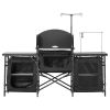 Camping Kitchen Table Portable Outdoor Cook Station Windshield Cupboard Aluminum