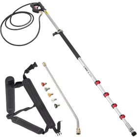 VEVOR Telescoping Pressure Washer Wand, 20 ft 5-Section Length Adjustable, Max. 4000 PSI Fit for 3/8'' Quick Connection, 5 Spray Nozzles, Belt