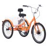 VEVOR Adult Tricycles Bike, 24 Inch Three-Wheeled Bicycles, 3 Wheel Bikes Trikes, Aluminum Alloy Cruiser Bike with Basket & Adjustable Seat
