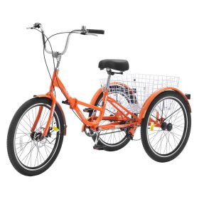VEVOR Folding Adult Tricycle, 20-Inch Adult Folding Trikes, Lightweight Aluminum Alloy 3 Wheel Cruiser Bike with Large Rear Basket