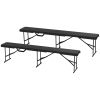 Outsunny 2 Pack 6 ft Portable Foldable Bench Seats, Plastic Folding Benches with Carrying Handle for Camping, Black