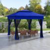 Outsunny 11 x 11 Pop-Up Canopy Gazebo Outdoor Patio Event Tent with Zipper Netting,Carry Bag, UV Protection for Backyard & Garden, Blue