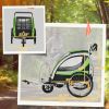Aosom 2-Way Wonder: Green Child Bike Cart Transforms to Stroller, with Brakes, Flag & Cargo Space
