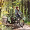 Aosom 2-Way Wonder: Green Child Bike Cart Transforms to Stroller, with Brakes, Flag & Cargo Space
