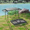 Outsunny Folding Camping Table, 4.5ft Portable Table with 2 Wing Panels, Height Adjustable Metal Picnic Table