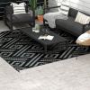 Outsunny Portable Patio Mat Reversible Black & Gray Geometric Outdoor Rug 8x10 with Carry Bag for RV Camping