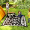 Outsunny Reversible Outdoor Rug, Waterproof Plastic Straw with Carry Bag, 8' x 10', Black & White Rhombus Patchwork