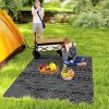Outsunny Reversible Outdoor Rug, Waterproof Plastic Straw with Carry Bag, 6' x 9', Black & Gray Geometric Wall