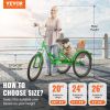 VEVOR Folding Adult Tricycle, 20-Inch Adult Folding Trikes, Carbon Steel 3 Wheel Cruiser Bike with Large Basket & Adjustable Seat