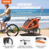 VEVOR Bike Trailer for Toddlers, Kids, Double Seat, 110 lbs Load, 2-In-1 Canopy Carrier Converts to Stroller