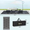 Outsunny Reversible Outdoor Rug, Waterproof Plastic Straw with Carry Bag, 9' x 18', Black & Gray Rhombus Border