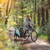 Aosom 3-in-1 Bike Trailer for Kids, Running Stroller with 2 Seats, Jogging Cart with 5-Point Harness, Storage Units, Blue