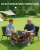Folding Portable Camping Table Oxford Outdoor Picnic RoundTable 4 Cup Holders