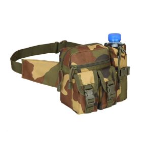 backTactical Waist Bag Denim Waistbag With Water Bottle Holder For Outdoor Traveling Camping Hunting Cycling (Color: Jungle Camouflage)