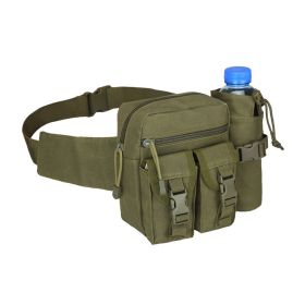backTactical Waist Bag Denim Waistbag With Water Bottle Holder For Outdoor Traveling Camping Hunting Cycling (Color: Army Green)