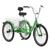 VEVOR Adult Tricycles Bike, 24 Inch Three-Wheeled Bicycles, 3 Wheel Bikes Trikes, Carbon Steel Cruiser Bike with Basket & Adjustable Seat