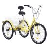VEVOR Adult Tricycles Bike, 7 Speed Adult Trikes, 26 Inch Three-Wheeled Bicycles, Carbon Steel Cruiser Bike with Basket and Adjustable Seat