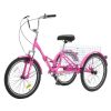 VEVOR Folding Adult Tricycle, 26-Inch Adult Folding Trikes, Carbon Steel 3 Wheel Cruiser Bike with Large Basket & Adjustable Seat