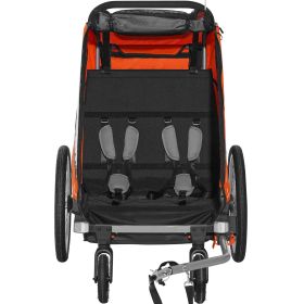 VEVOR Bike Trailer for Toddlers, Kids, Double Seat, 100 lbs Load, 2-In-1 Canopy Carrier Converts to Stroller (Load Capacity: 100 lbs, Material of Frame: Aluminium Alloy)