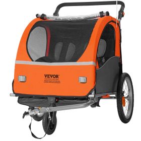 VEVOR Bike Trailer for Toddlers, Kids, Double Seat, 100 lbs Load, 2-In-1 Canopy Carrier Converts to Stroller (Load Capacity: 100 lbs, Material of Frame: Alloy Steel)