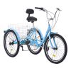 VEVOR Adult Tricycles Bike, 7 Speed Adult Trikes, 24 Inch Three-Wheeled Bicycles, Carbon Steel Cruiser Bike with Basket and Adjustable Seat