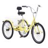 VEVOR Adult Tricycles Bike, 24 Inch Three-Wheeled Bicycles, 3 Wheel Bikes Trikes, Carbon Steel Cruiser Bike with Basket & Adjustable Seat