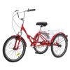 VEVOR Folding Adult Tricycle, 24-Inch Adult Folding Trikes, Carbon Steel 3 Wheel Cruiser Bike with Large Basket & Adjustable Seat