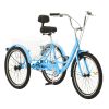 VEVOR Adult Tricycles Bike, 24 Inch Three-Wheeled Bicycles, 3 Wheel Bikes Trikes, Carbon Steel Cruiser Bike with Basket & Adjustable Seat