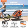 VEVOR Bike Trailer for Toddlers, Kids, Double Seat, 100 lbs Load, 2-In-1 Canopy Carrier Converts to Stroller