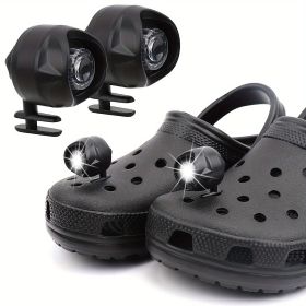 2pcs LED Rechargeable Headlights For Crocs, Waterproof And Long-Lasting ABS Light For Outdoor Camping For Kids & Adults (Color: 2PCS Black)
