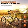 VEVOR Adult Tricycles Bike, 24 Inch Three-Wheeled Bicycles, 3 Wheel Bikes Trikes, Carbon Steel Cruiser Bike with Basket & Adjustable Seat